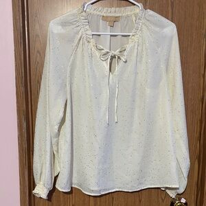 Elegant Cream Blouse with Gold Accents